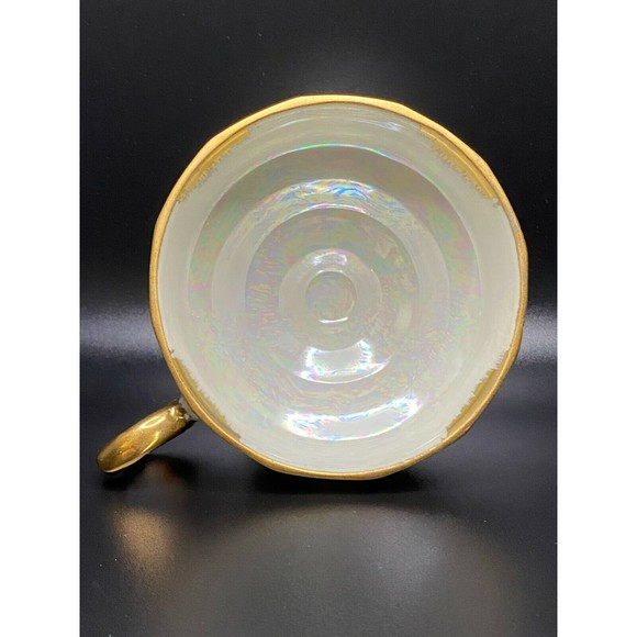 Pedestal Tea Cup Foreist Fine Porcelain Ware Versailles Style Lusterware (#3) - Picture 6 of 6